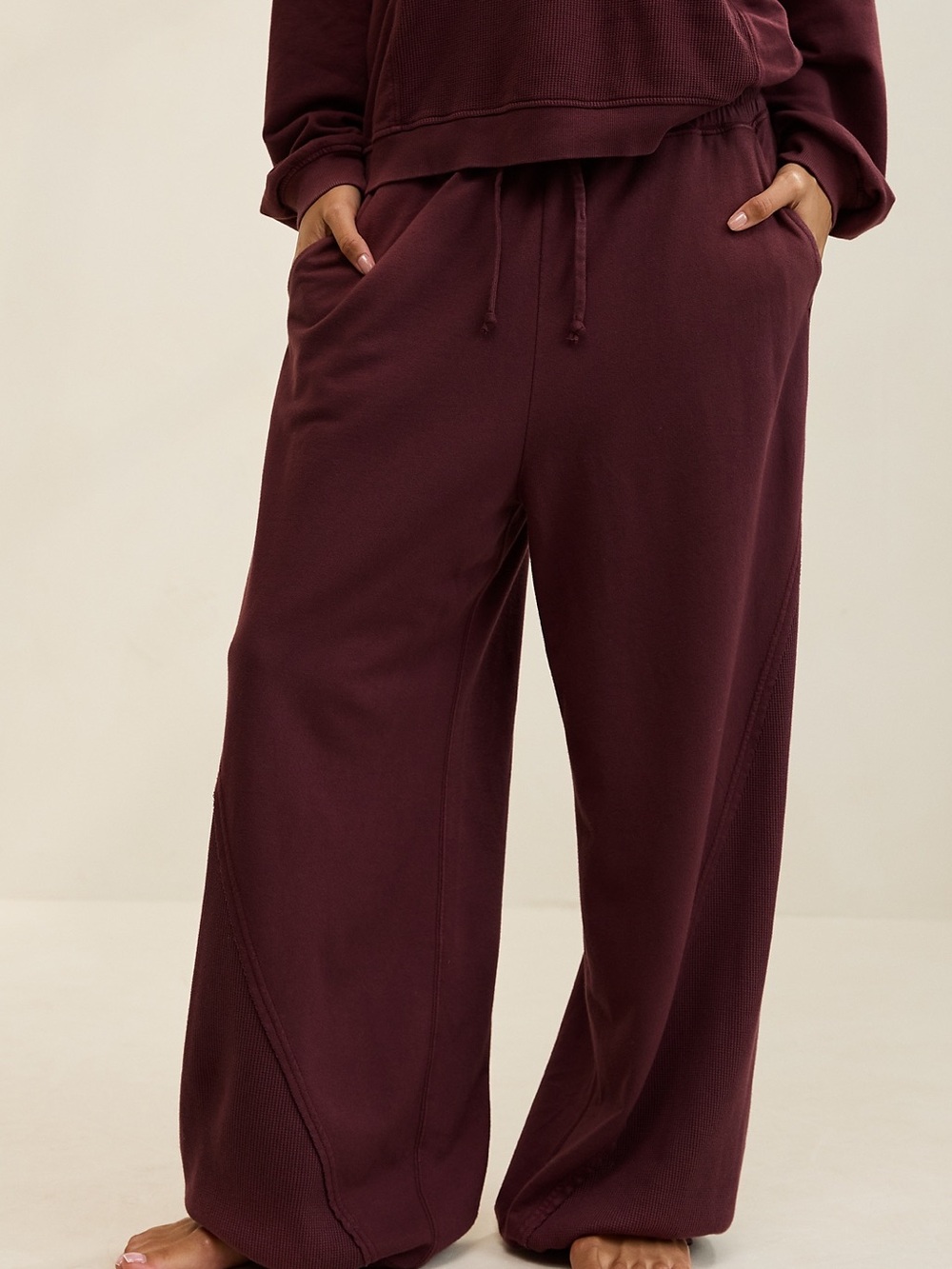 Aerie Boho Joggers in Burgundy - Picture 5 of 8